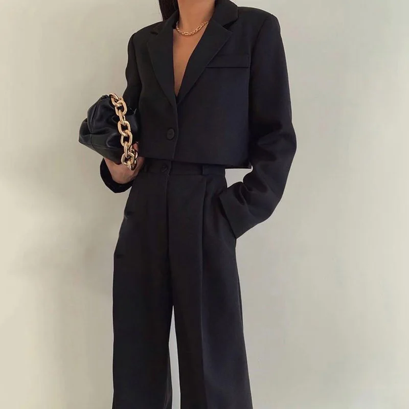 Костюм Женский Повседневный однотонный элегантный пиджак с лацканами на одной