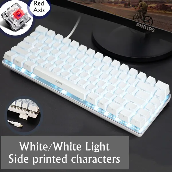 Option 12 Ajazz AK33 82 клавишная панель из сплава USB Проводная Подсветка Механическая игровая клавиатура синяя/черная ось со съемным кабелем - Цвет: Option 12