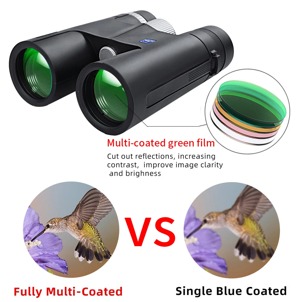 Бинокль 12x42 для наблюдения за птицами охотничий бинокль взрослых с четким и