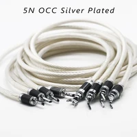preffair 5n occ silver plated hifi speaker cable banana to spade plug speaker wire for audiophiles and hifi systems