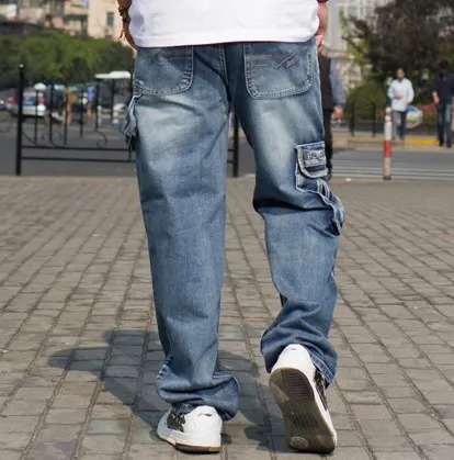 Джинсы багги мужские с множеством карманов повседневные брюки карго широкими