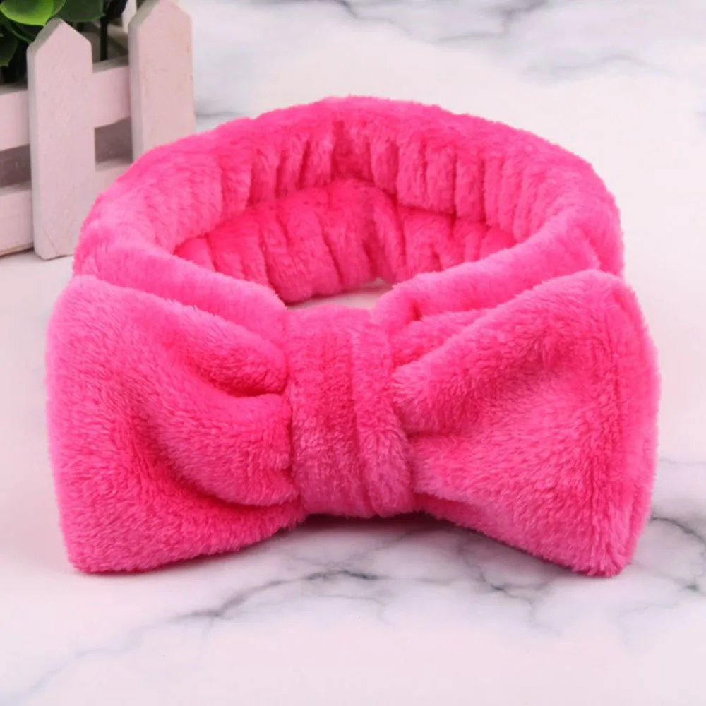 

New Solid Color Coral Fleece Soft Bow Headbands For Women Girls Wash Face Hair Holder Bathing Hairband Headwear Hair Accessories