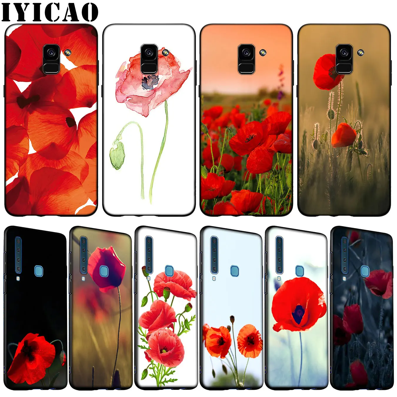 Мягкий силиконовый чехол с цветами мака для Samsung Galaxy A6 A7 A8 A9 2018 A3 A5 2016 2017 Note 9 8 10 Plus 20