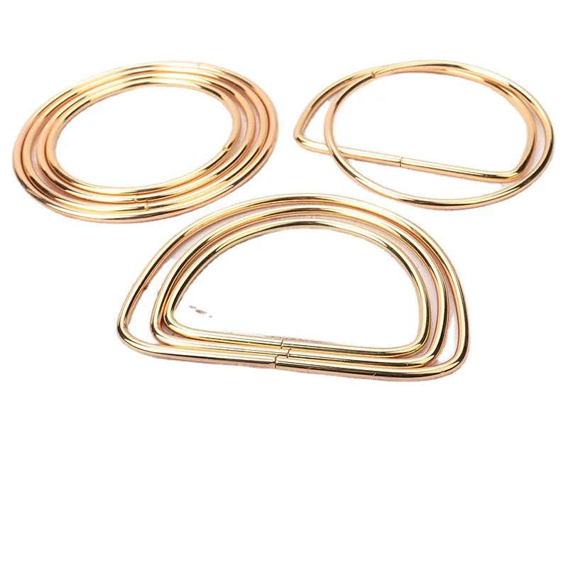 2 Pcs Metal Big Circle Hand-in-hand Iron Ring Metal Hand-in-hand Case Bag Hardware Accessories Replacement Women Handbag Handles