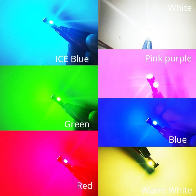 

10Pcs T5 Led Bulb W3W W1.2W Led Canbus Car Interior Lights Dashboard warming indicator Wedge Auto lamp Instrument Lamp 12V Light