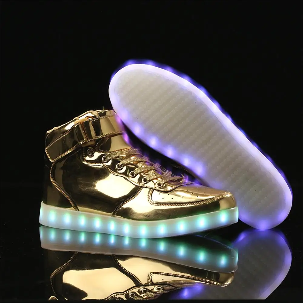 IGxx High Top LED Shoes Light Up For Men Sneakers USB Recharging Women Glowing Luminous Flashing Kids |