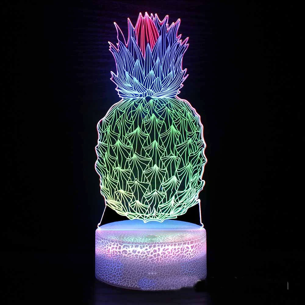 3D цветочный горшок иллюзионная лампа ночники 3 акриловых пластины сенсорное