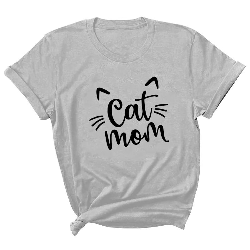 

Cat Mom Letter Print Women T Shirt Short Sleeve O Neck Loose Women Tshirt Ladies Tee Shirt Tops Clothes Camisetas Mujer