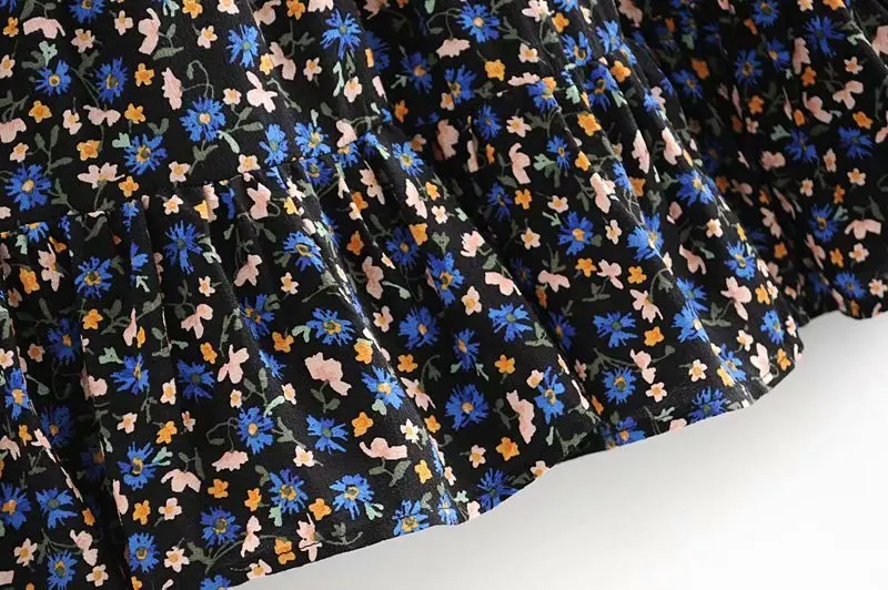 Винтажное женское платье осень 2019 Новая мода милые маленькие цветочные принты с