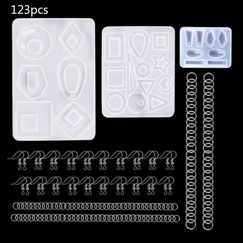 

Crystal Epoxy Resin Mold Earring Pendant Casting Silicone Mould Handmade DIY Crafts Jewelry Making Tools 1 Set