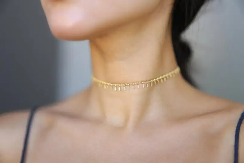 Simple Embossed Pendants Necklaces Female Fashion Jewelry Ladies Choker Necklace Party Gold Silver Color Collier | Украшения и