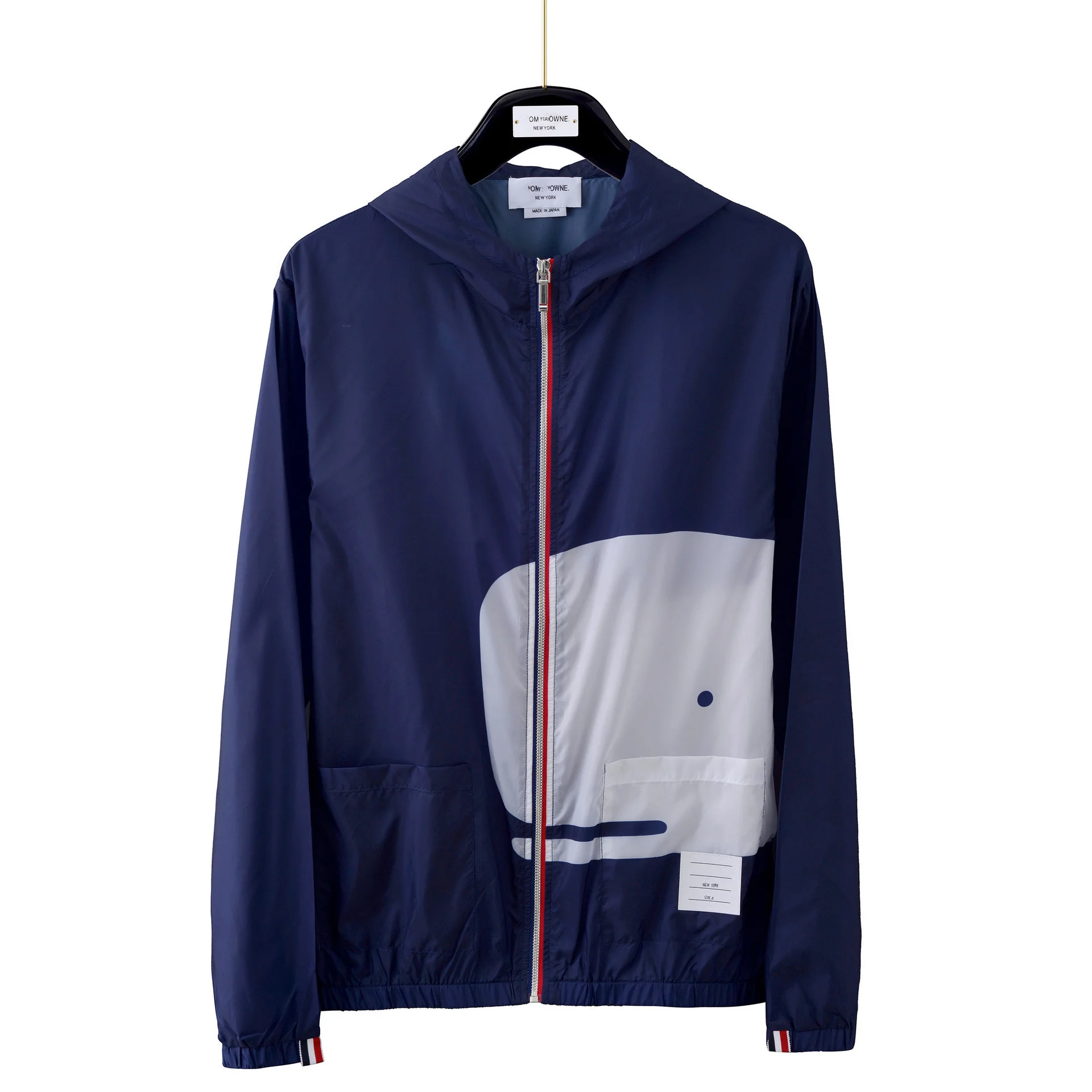 

Brand THOM TB Men Jacket Thin Summer Sun Proof UV Casual Animal Printed Whale Women Light Outerwear Sport Running