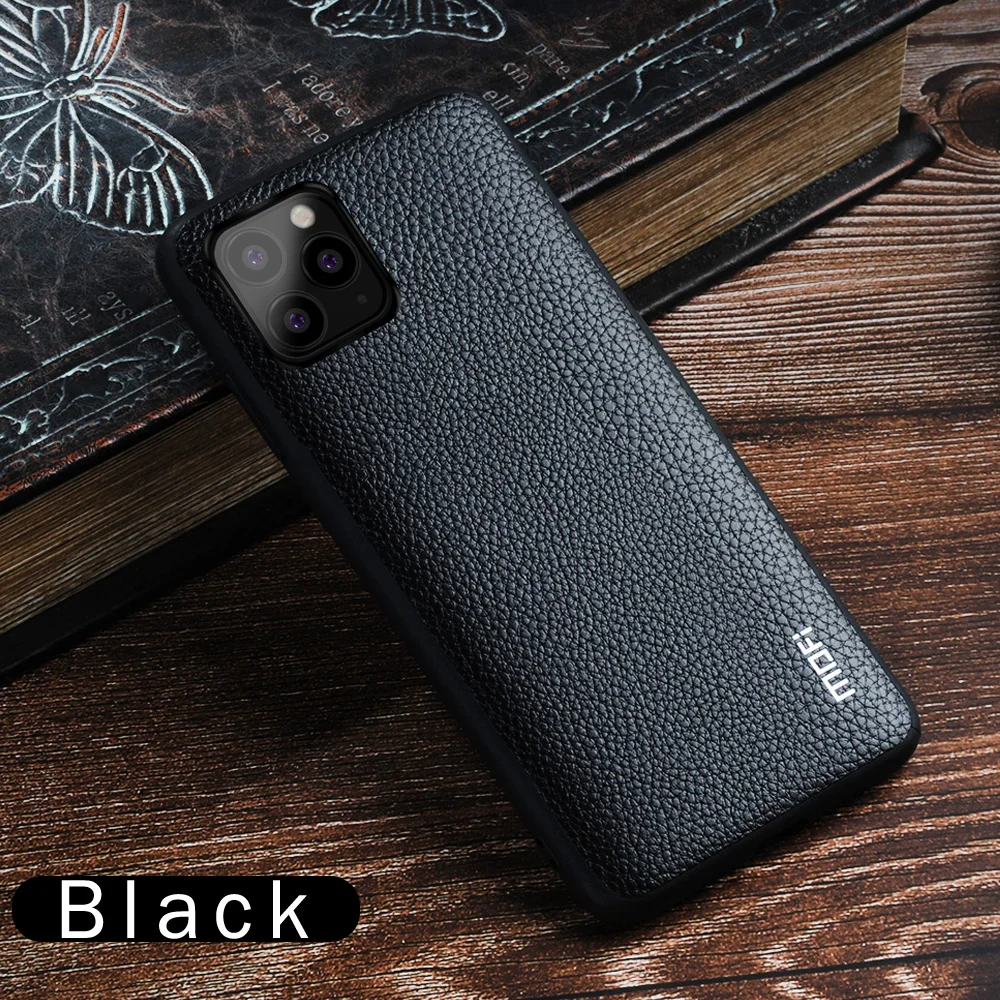 Для iPhone 11 pro чехол mofi для iPhone 11 max чехол задняя крышка мягкая pu кожа для iPhone 11 чехол Защитная перчатка чистый черный красный - Цвет: Black