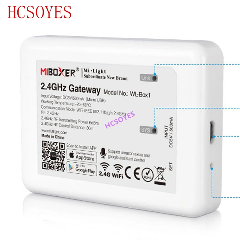 Mi светильник(обновленная версия iBox2) WL-Box1 2,4 ГГц WiFi умный светильник/WiFi iBox контроллер DC5V RF пульт дистанционного управления wifi RGB светильник беспроводной