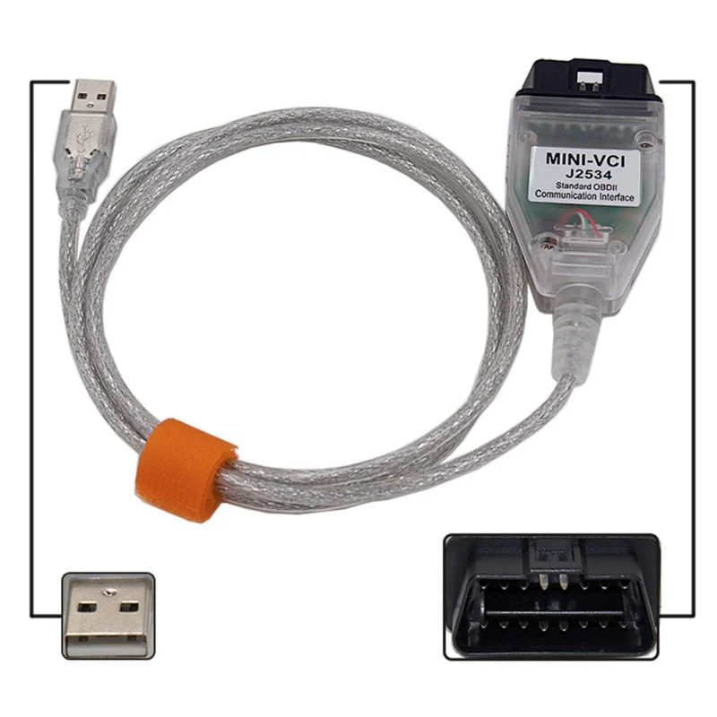 Мини VCI интерфейс для TOYOTA TIS Techstream V13.00.022 MINI-VCI FT232RL чип J2534 OBD2 автомобильный