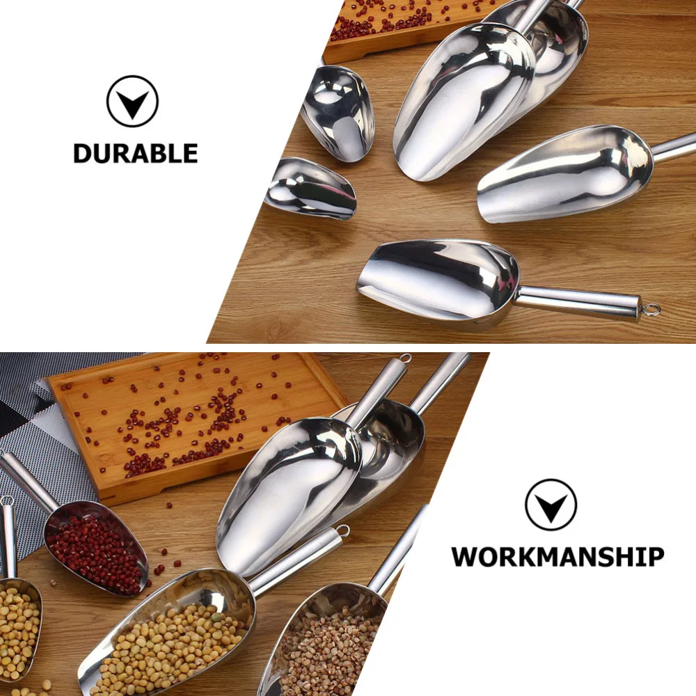 

2Pcs Rice Shovels Ice Scoops Stainless Steel Food Scoops for Kitchen (Silver)