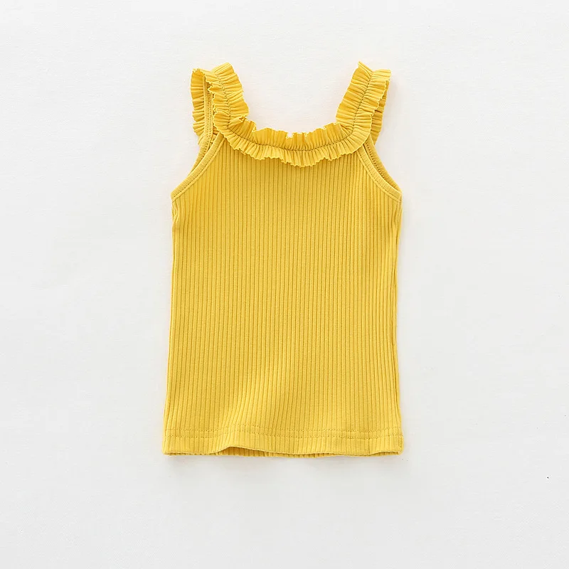 Новинка детский кружевной жилет для девочек Вязаная хлопковая футболка без