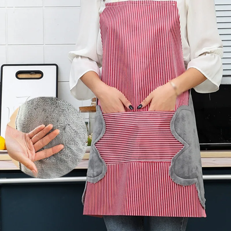 

Wipe Hands Pocket Apron Adjustable Waterproof And Oil-proof Wipe Hands Apron With Pocket Design Use For Cook Baking