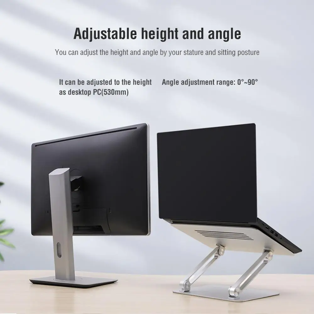 NILLKIN Aluminum Alloy Laptop Holder ,Foldable Multi-Angle Laptop Stand Adjustable Laptop Cooling Stand Notebook Stand enlarge