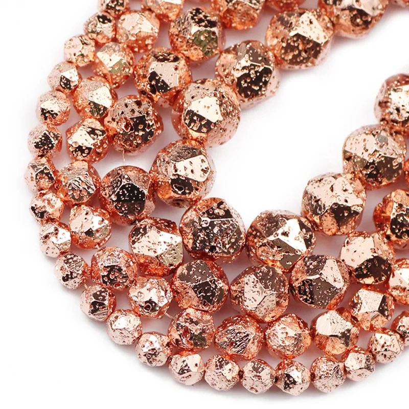 

Серебра белого золота Volcanics камень из натуральной лавы Граненые Круглые прокладки свободные бусины для самостоятельного изготовления ювел...