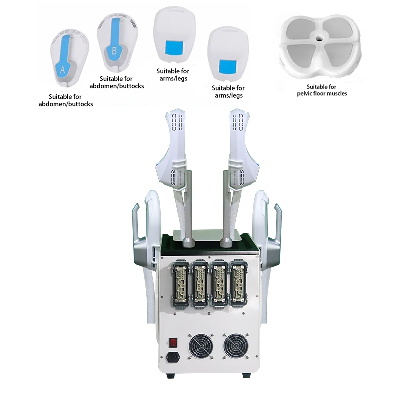

Free Shipping Factory Sale 4 Sockets Fat Reduction HIEMT 4Handles Body Building Electromagnetic Muscle Stimulator Sliming Device
