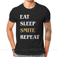 eat sleep smite repeat o neck tshirt world of warcraft pure cotton classic t shirt men tops fashion plus size