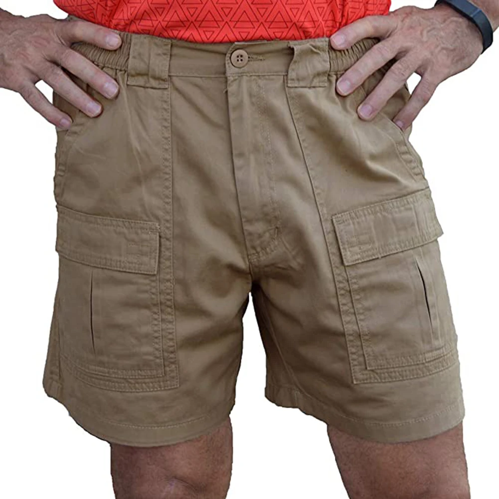 

Шорты-карго мужские с высокой талией, повседневные свободные штаны, хлопковые Пляжные штаны с карманами, одежда на лето