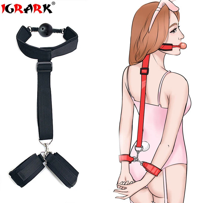 Эротические секс-игрушки для женщин пар кляп рта наручники секса БДСМ бандаж