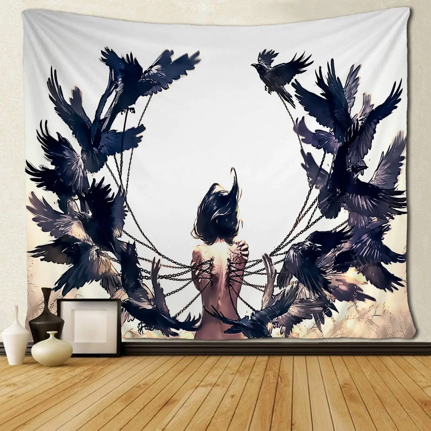 Черная художественная девушка с задней стенкой короной настенные подвесные