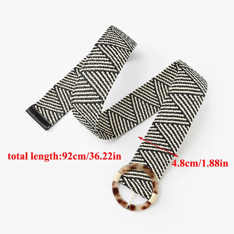 

Women PP Straw Weave Belt Leisure Pin Buckle Wild Waistband New Design Bohemian Style Plastic Buckle Wide For Women Jeans Belts