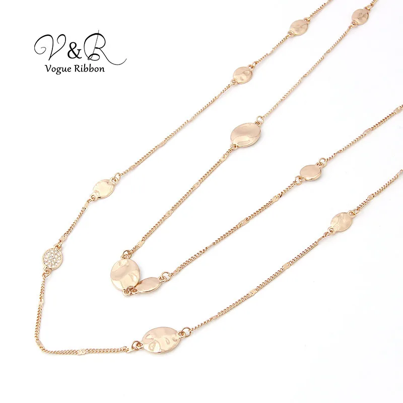 Длинное ожерелье с мягкой поверхностью бесплатной обмоткой со стразами цепочкой