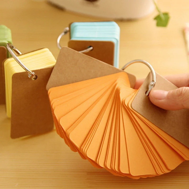 2021 Stylish Empty Page Blank Kraft Paper 90 Pages Notepad Word Study Card Portable Memo Pad Loose Leaf Notes DIY | Канцтовары для