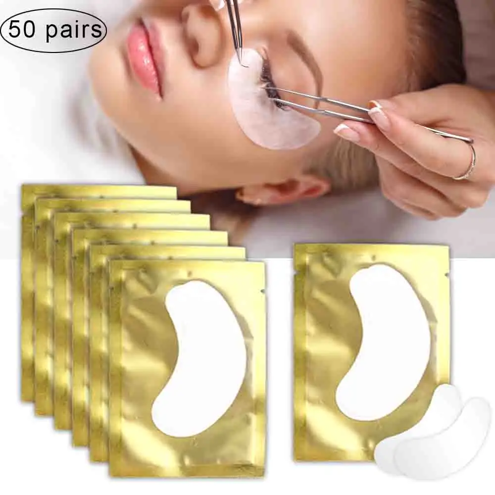 50 пар/упак. Бумага Пластыри для наращивания ресниц под подушечки глаз гидрогель