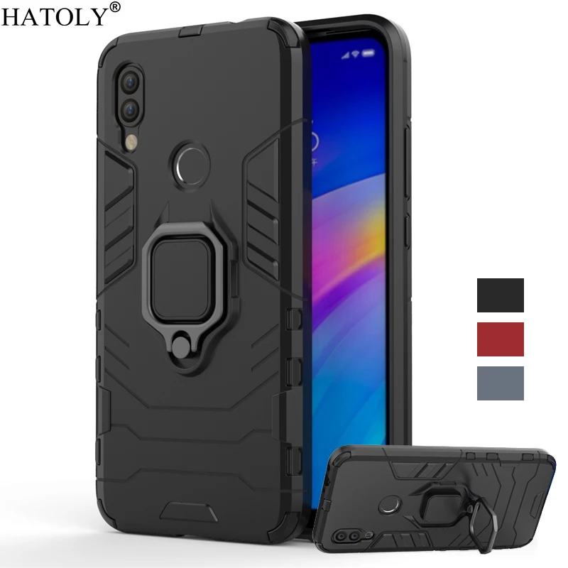 Противоударный чехол из ТПУ для Xiaomi Redmi 7 бампер с магнитным кольцом держателем