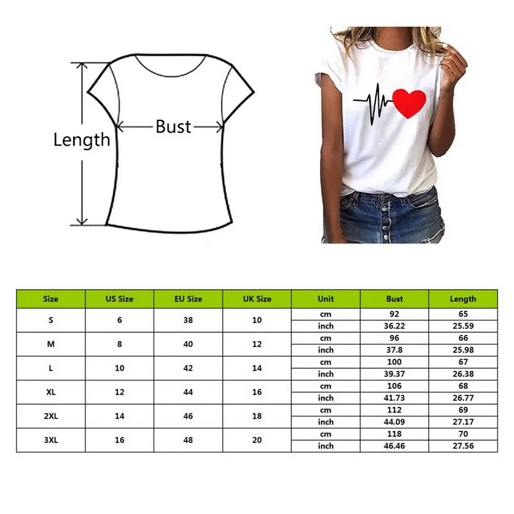 

Jodimitty2021 Summer heart shaped printed T Shirt Ladies Casual Harajuku Graphic Short Sleeve Women T shirt O neck Tees T-Shirts