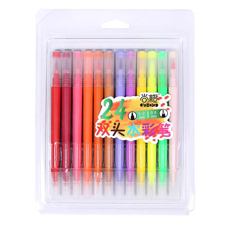 24 Colors 100 цветов, двойной наконечник, ручка для кистей, кончик для кистей и кончик для кистей, маркеры для рисования, раскрашивания, художественные канцелярские принадлежности - Цвет: 24 Colors