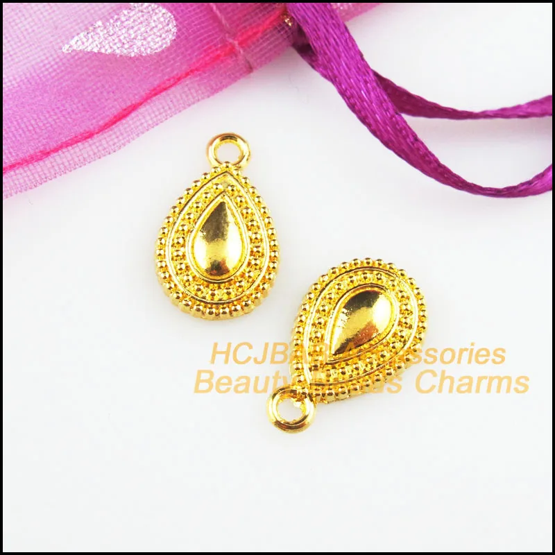 Модные подвески 25 шт. золотого цвета сделай сам в форме капли воды с цветком 10x мм |