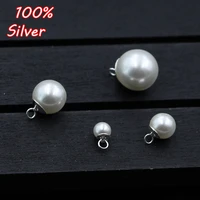 handmade 2pcs 925 sterling silver color jewelry accessories diy pearl small pendant making bracelet fittings wholesale