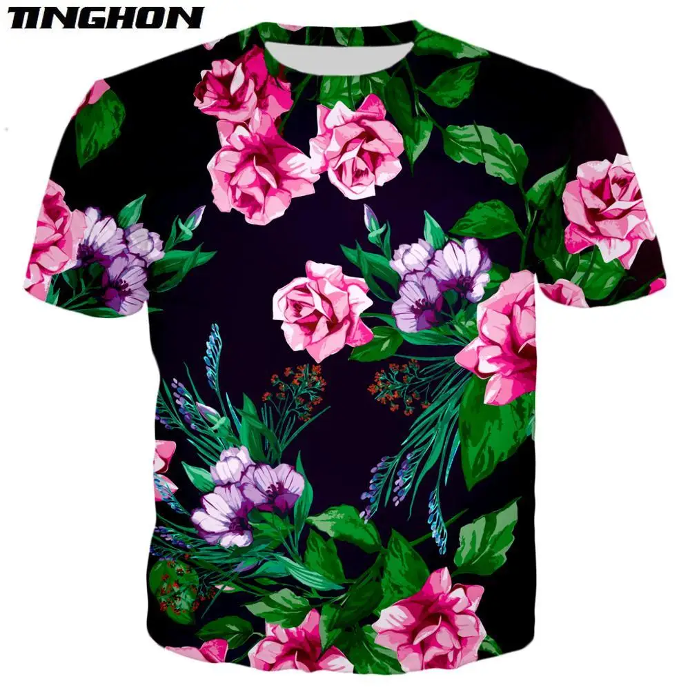 

XS-7XL новый сезон лето; Новый стиль; Модные 3d футболка с изображениями цветов и растений принт Мужская Женская Повседневная футболка