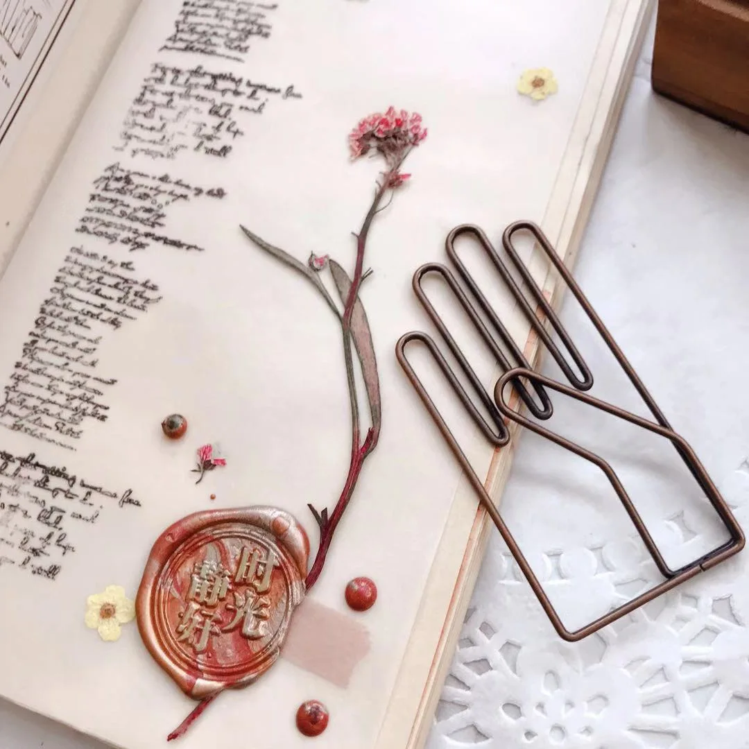 Retro Hand Shape Papel Notes DIY Bookmark Metal Binder Clips Letter Paper | Канцтовары для офиса и дома
