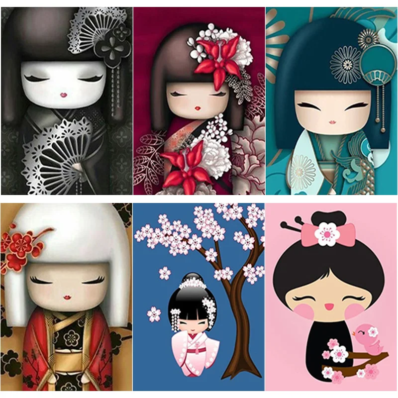 

New DIY 5D Diamond Painting Flower Scenery Cross Stitch Kimono Doll Diamond Embroidery Full Square Round Drill Home Decor Gift