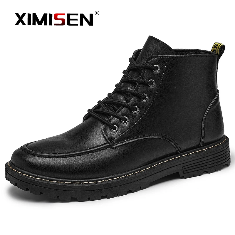XIMISEN мужские кожаные ботинки женские ботильоны английский бренд Модная