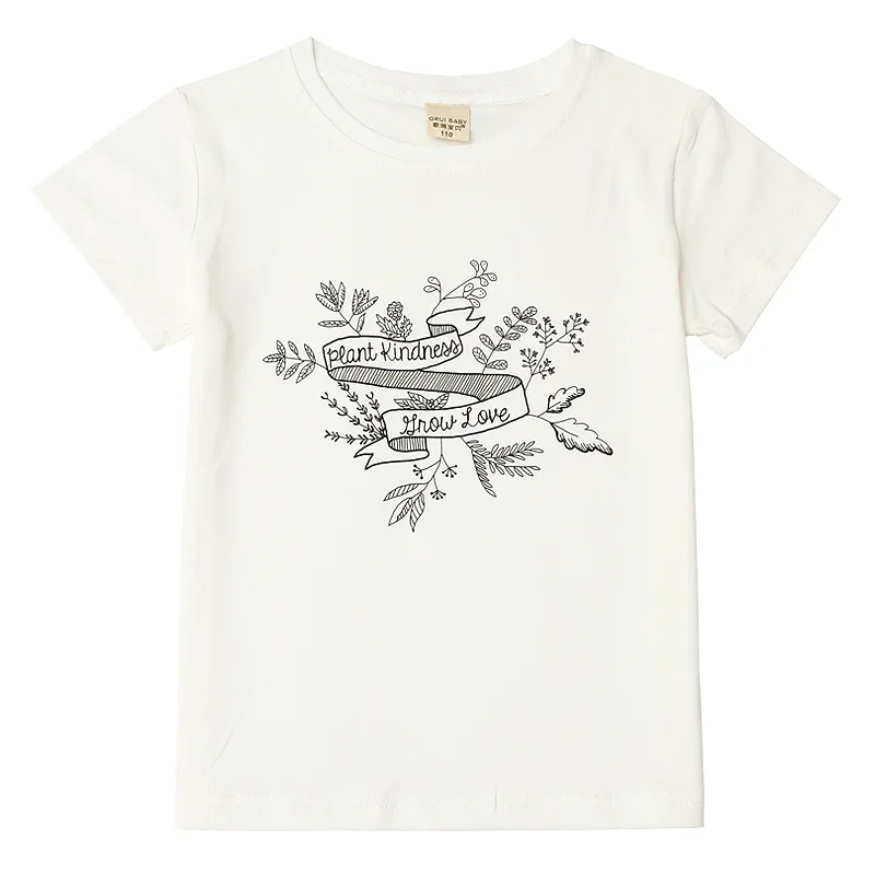Белая футболка для девочек модная детская с короткими рукавами и принтом топы