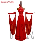 Платье Waltz для женщин и взрослых, высококлассная индивидуальная юбка с подтяжками и рукавами-фонариками для бальных танцев, профессиональная одежда для выступлений