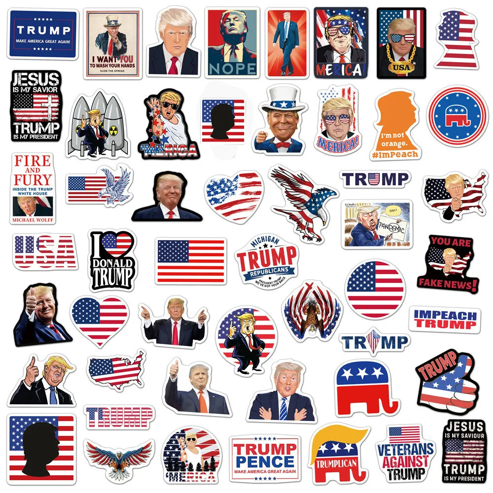 103050pcs trump funny scrapbooking stickers packs waterproof skateboard luggage motorcycle guitar graffiti kids decals toys free global shipping