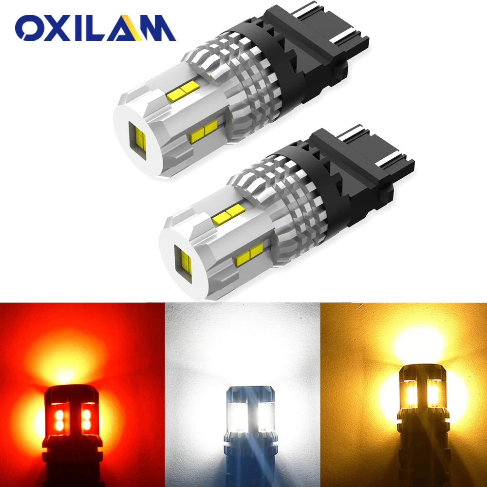 

OXILAM 2x T25 P27/7W 3157 3156 LED Canbus Bulbs for Car Brake Reverse Backup Light DRL Turn Signal Tail Lamp 12V White Amber Red