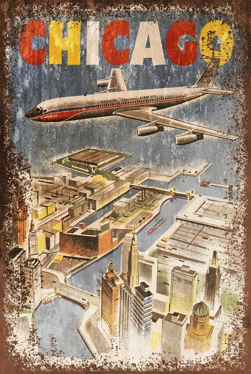 

Chicago Air Travel Decor Signs 12x8 Inch Metal Tin Sign