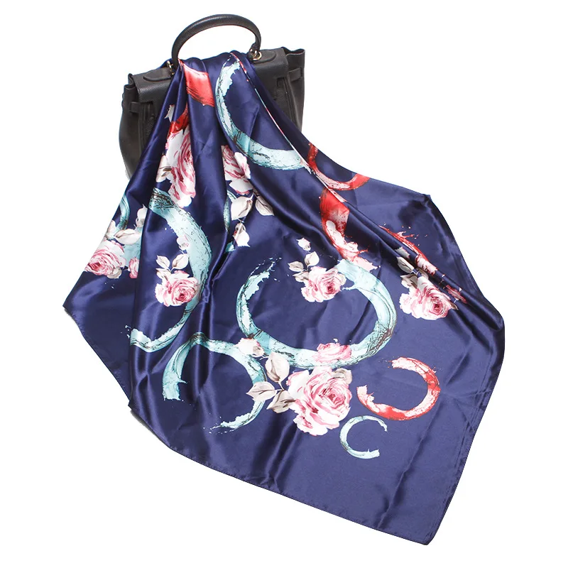 Женский Шелковый атласный шарф платок с принтом 90x90 см| |