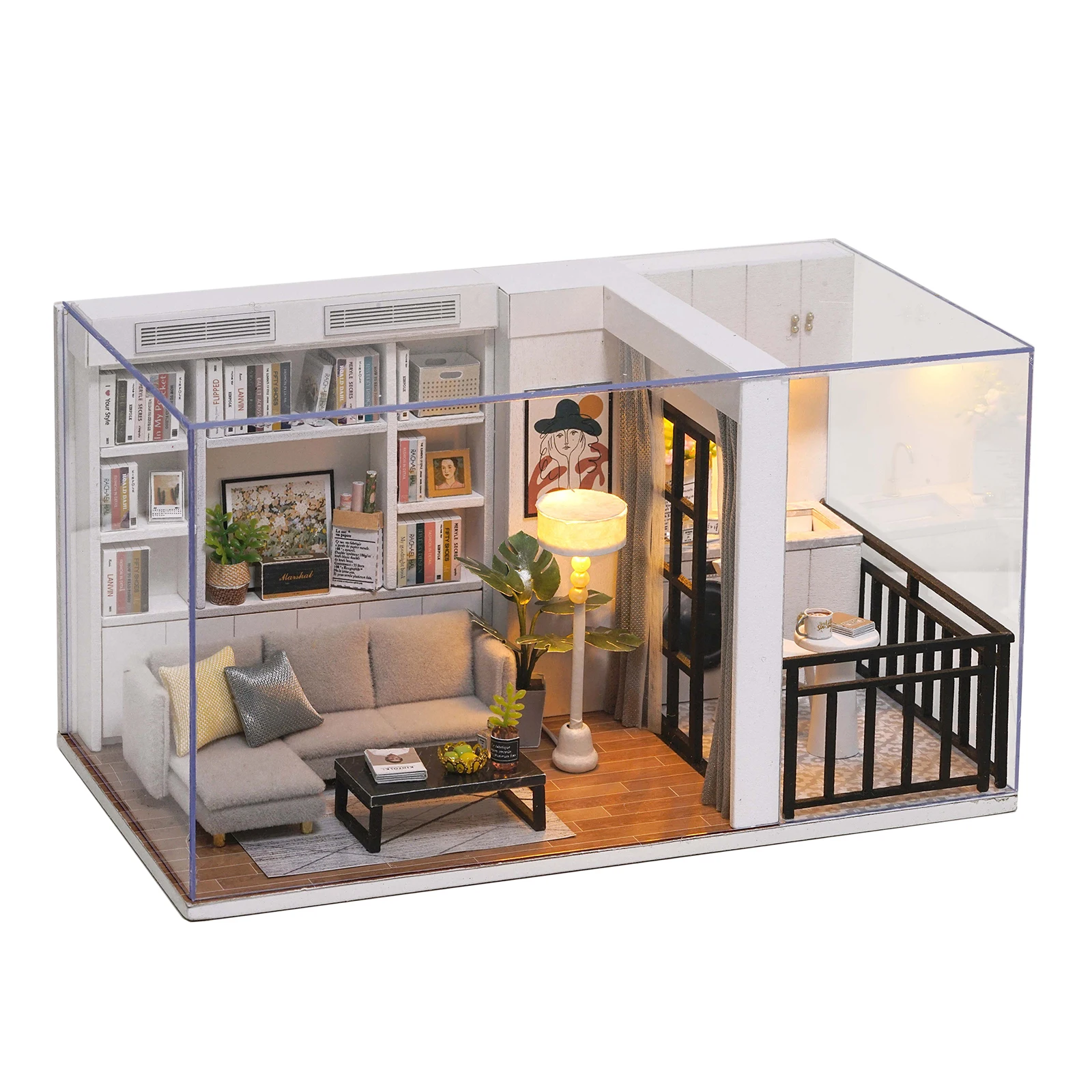 

1:32 DIY Wooden Dollhouse Building Modern Cottage Puzzles Kit Toy Decor