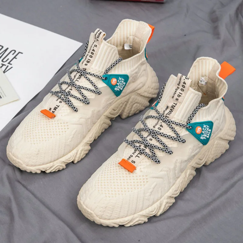 

Men's spring and autumn casual sports shoes new socks shoes mesh student running training shoes men's shockproof air cushion vul